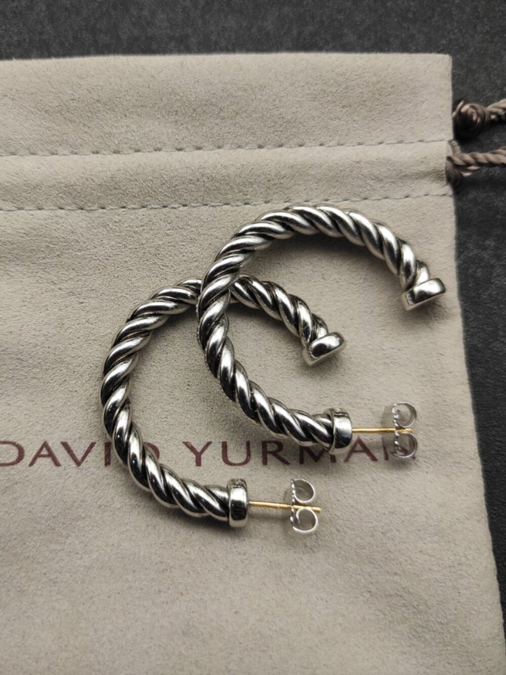 David Yurman 925 Silver Earrings with Original Pouch